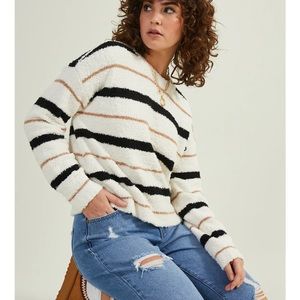 Medium Altar’d State sweater- black and white striped fuzzy